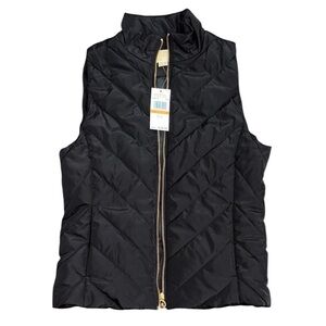 MICHAEL Michael Kors Black Puffer Vest with Gold Zipper NWT Size Small P